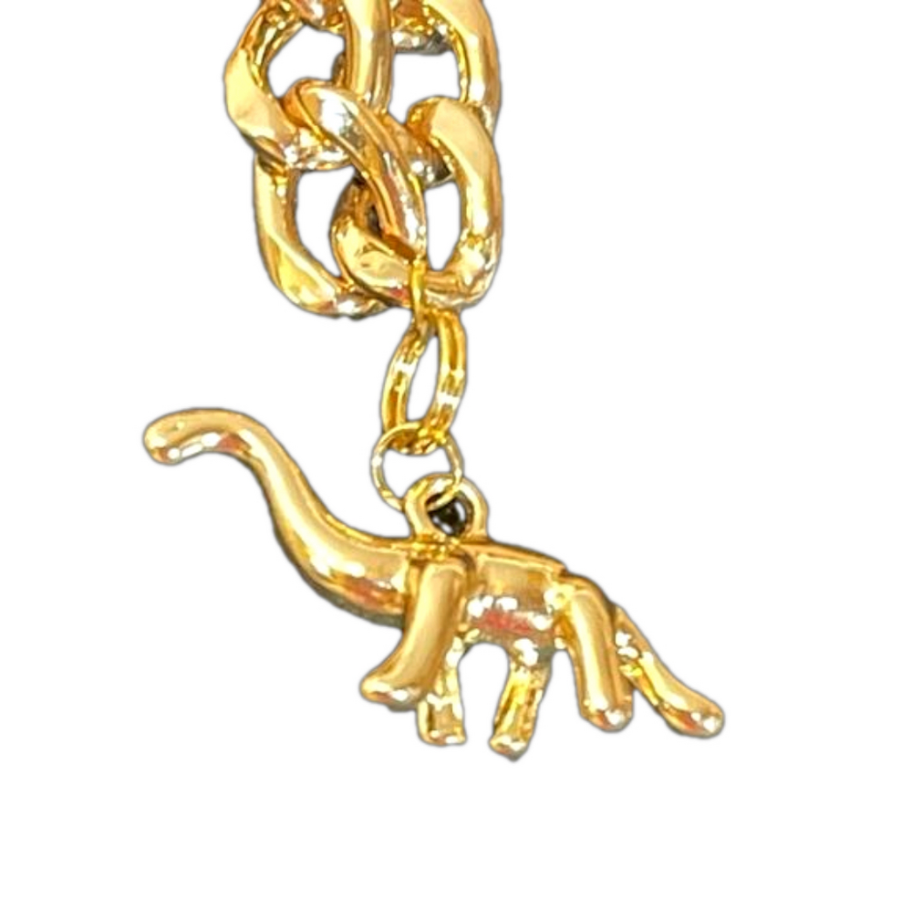 Dangle Metal Gold Tone Brontosaurus Purse Charm